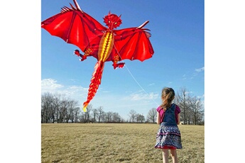 Autres jeux créatifs AUCUNE 3d kite kids toy fun outdoor flying activity game children with tail outdoor rouge