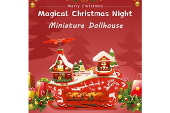 Autres jeux créatifs AUCUNE Diy miniature dollhouse moulin à vent musique lumière de noël décoration jouet cadeau 10 ml rouge