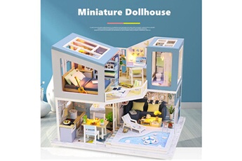 Autres jeux créatifs AUCUNE 3d en bois diy miniature maison de poupée villa bord de mer décorer enfants jouet artisanat cadeaux