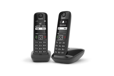 Gigaset Gigaset AS690 DUO Téléphone analog/dect Identification de l'appelant Noir 
