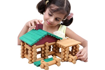 Jouets éducatifs AUCUNE Maison en bois de bricolage - jouets de maison de poupée de villa d'emballage de bûche de forêt d'enfants