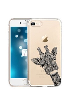 Coque et étui téléphone mobile Coque4phone Coque pour Apple Iphone7 8 SE 2020 girafe doodling tatoo noir transparente