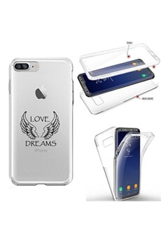 Coque et étui téléphone mobile Coque4phone Coque pour Apple Iphone7 8 SE 2020 integrale love dreams ailes noir transparente