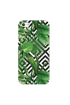Coque et étui téléphone mobile Coque4phone Coque pour Apple Iphone7 8 SE 2020 Jungle tropical exotique geometrique noir blanc