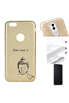 Coque et étui téléphone mobile Coque4phone Coque pour Apple Iphone7 8 SE 2020 glitter paillettes bouddha noir personnalisee transparente