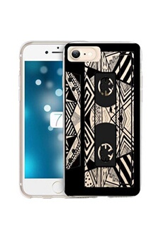 Coque et étui téléphone mobile Coque4phone Coque pour Apple Iphone7 8 SE 2020 cassette K7 tape geometrique noir transparente