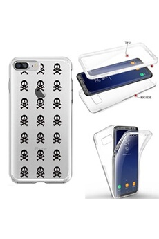Coque et étui téléphone mobile Coque4phone Coque pour Apple Iphone7 8 SE 2020 integrale mort multi skull noir transparente