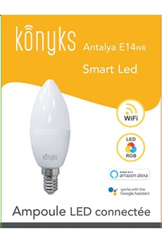 Ampoules connectées Konyks Ampoule connectée Wi-Fi Antalya E14WR - LED RGB E14, 350 Lumens, 4.5W, compatible Google Home, automatisations faciles
