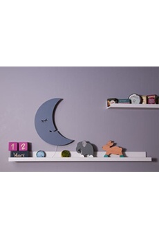 homemania lampe murale smiling moon - luna, applique - pour enfants - pour chambre - gris en mdf, 25 x 3 x 40 cm, 1 x led strip, max 14,4 w, 600lm