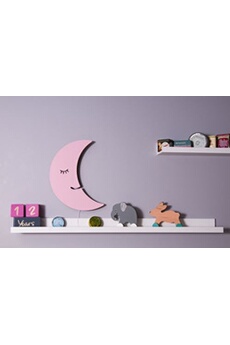 homemania lampe murale smiling moon - luna, applique - pour enfants - pour chambre - rose en mdf, 25 x 3 x 40 cm, 1 x led strip, max 14,4 w, 600lm