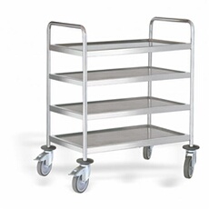 Chariot de Service Inox 4 Niveaux L 880 à 1080 mm - - Inox980 mm