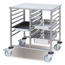 Chariot Double à Glissières pour Transport de Plateaux GN 1/1 - 14 Niveaux - - Inox