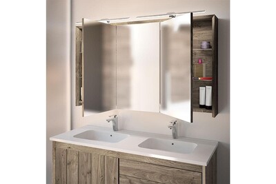 Accessoires De Salle De Bain Byca Armoire De Toilette Suspendue 120 Cm Chene Grise Refugia Darty
