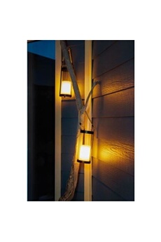 eclairage de tableau galix lanterne solaire métal avec corde - bougie led