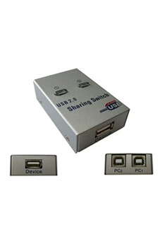 Switch réseau Kalea-Informatique Boitier de partage USB 2.0 AUTOMATIQUE type switch 2 ports avec contrôle à distance. Boitier métal