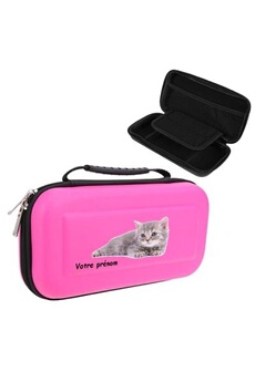 Etui et protection gaming Coque4phone Etui pochette rose personnalisee prenom Switch chat cat