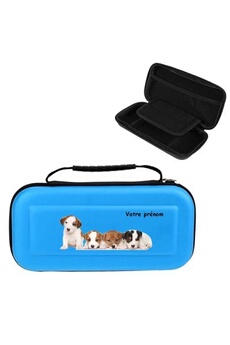 Etui et protection gaming Coque4phone Etui pochette bleu personnalisee prenom Switch chien 2 dog