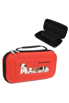 Etui et protection gaming Coque4phone Etui pochette rouge personnalisee prenom Switch chien 2 dog