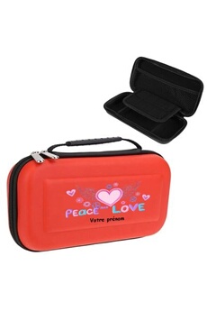 Etui et protection gaming Coque4phone Etui pochette rouge personnalisee prenom Switch peace love rose