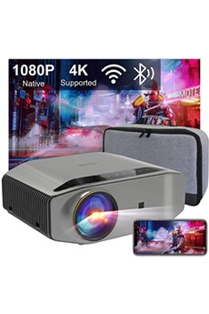Energon2 Vidéoprojecteur Full HD 1080p Native Wifi Bluetooth Rétroprojecteur Supporte 4K Projecteur avec Fonction Zoom + Sac de Rangement