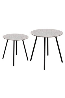 table d'appoint altobuy gracy - lot de 2 tables gigognes plateaux effet granit gris -