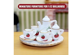 Jouets éducatifs Generic 1:12 dollhouse miniature furniture ceramics tea set living kids play toy bt1244
