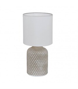 Lampe De Chevet Eglo Bellariva – Céramique Crème & Abat-jour Blanc – Style Bohème Scandinave – E14 40W Max