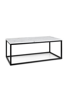 table basse besoa volos t100 table basse pour intérieur & extérieur - 100x40x50 cm - plateau marbre noir & blanc