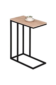 table d'appoint rectangulaire debora, en métal noir et décor chêne sauvage
