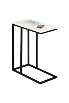 table d'appoint rectangulaire debora, en métal noir et décor blanc mat