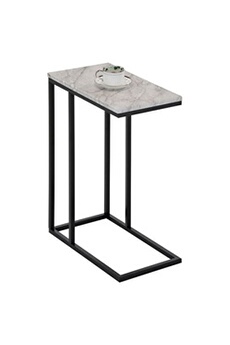 table d'appoint rectangulaire debora, en métal noir et décor marbre blanc