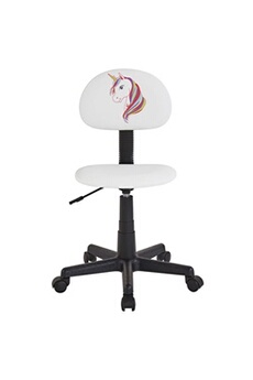 fauteuil de bureau idimex chaise de bureau pour enfant unicorn, revêtement synthétique blanc avec motif licorne