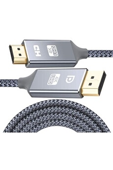 Vidéoprojecteur Lenovo Snowkids Câble DisplayPort vers HDMI -1,8m 4K UHD Adaptateur Display Port vers HDMI - -Nylon tressé doré Non bidirectionnel DP to HDMI Ports Câble
