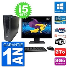 HP PC EliteDesk 800 G1 Ecran 22 Core i5-4570 RAM 8Go Disque 2To Windows 10 WiFi (Reconditionné)