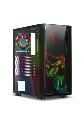 Boîtier PC Suza Spirit of Gamer Ghost One - Tour - ATX - panneau latéral  fenêtré - pas d'alimentation (ATX) - noir - USB/Audio