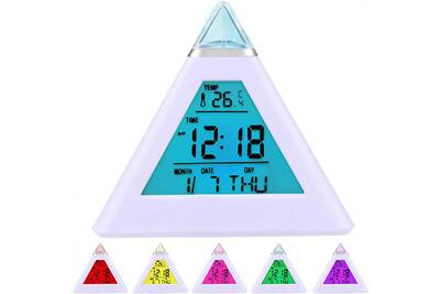 Vshop Reveil Digital Led Horloge Numerique Avec 7 Couleur Affichage L Heure Date Et Temperature