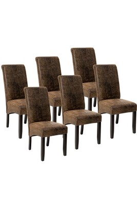 Chaise Tectake Lot de 6 chaises aspect cuir - marron foncé