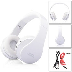 Casque PC Non renseigné Casque sans fil Bluetooth pliable avec microphone -blanc