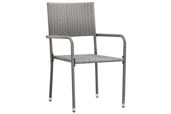 Chaise de jardin GENERIQUE Sièges de jardin ligne luanda chaises de salle à manger d'extérieur 2 pcs résine tressée gris