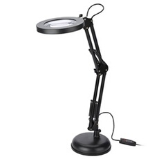 Lampe loupe LED avec pince, bras articulé, interrupteur Lampe loupe LED avec pince, bras articulé, interrupteur