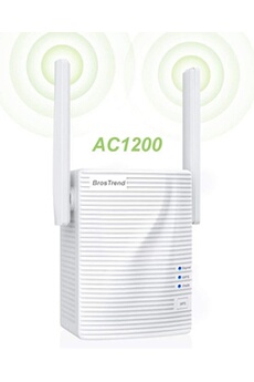 BrosTrend Répéteur WiFi AC 1200 Mb/s, Amplificateur WiFi, WiFi Extender, Booster WiFi , Couverture WiFi Etendue 5 GHz & 2,4 GHz Double Bande,