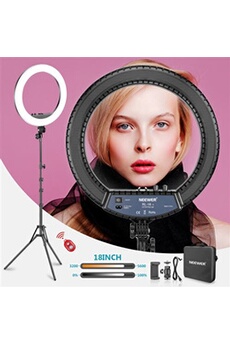 LED Ring Light RL-18II, Anneau Lumière 18 pouces Bicolore 55W 3200-5600K Dimmable avec Pied 157cm, pour Live Stream Maquillage Selfie YouTube Vidéo