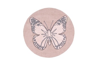 Tapis enfant Lorena Canals Tapis rond pour chambre de fille rose réversible butterfly lorena canals