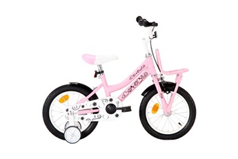 Vélo enfant Hitech Vélo d'enfant avec porte-bagages avant 14'' blanc et rose