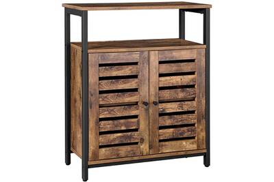 Buffet Bahut Helloshop26 Meuble De Rangement Placard Buffet Armoire Industriel 70 X 30 Cm Acier Noir Et Bois Helloshop26 12 0000818 Darty