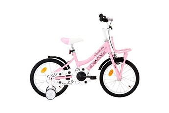 Vélo enfant Hitech Vélo d'enfant avec porte-bagages avant 16'' blanc et rose