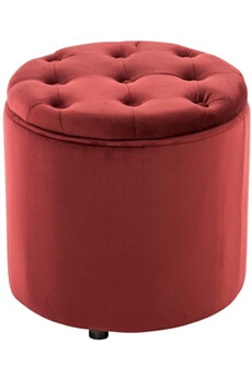 tabouret bas generique pouf repose-pieds pantin en velours avec espace de rangement , rouge