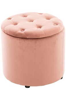 tabouret bas generique pouf repose-pieds pantin en velours avec espace de rangement , rose