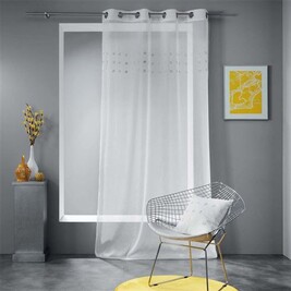 Douceur D'Intérieur Voilage à Œillets Lissea Blanc 140x240 Cm – Voile Sablé Léger Et Aérien, Filtre Lumière Douce, Décoration Fenêtre Élégante