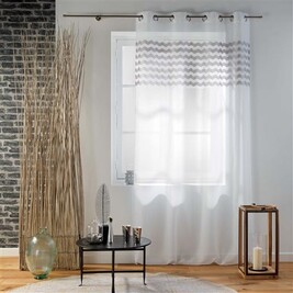 Voilage à Œillets Galactee Blanc 140x280cm - Voile Sablé Brodé Douceur D'Intérieur
